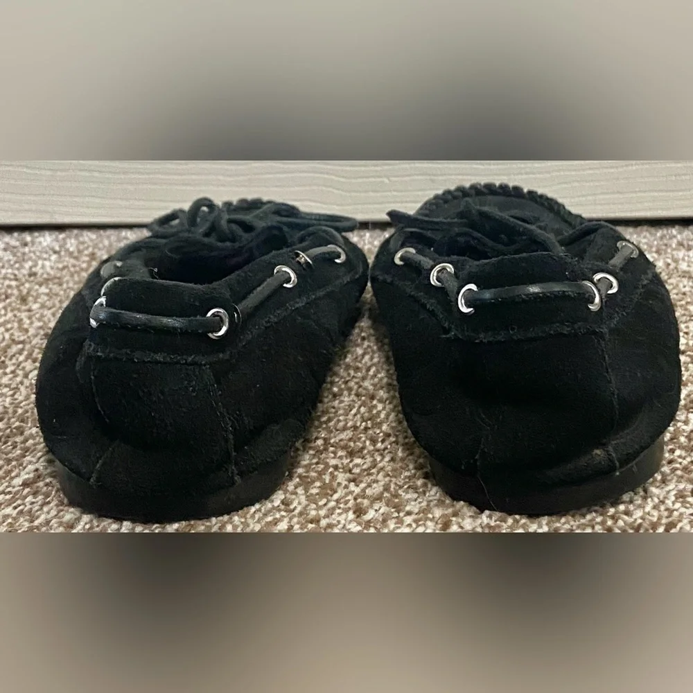 Coach Women's Antonia Loafers Shearling Suede Black Moccasins Shoes US Size 6.5B